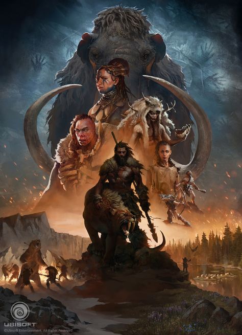 ArtStation - Far Cry Primal Poster, Naomi Savoie Far Cry Primal, Early Humans, Far Cry, Stone Age, Prehistoric Animals, Fantasy Warrior, 판타지 아트, Fantasy Artwork, Mythical Creatures