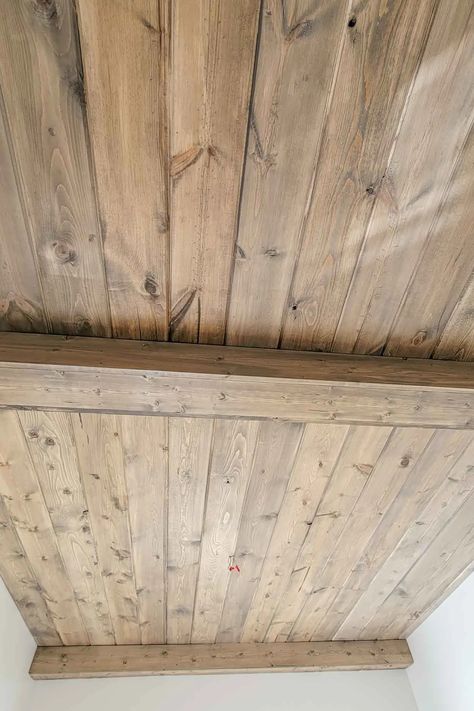 Reclaimed Wood Ceiling, Wood Plank Ceiling, Powder Room Remodel, Shiplap Ceiling, Tongue And Groove Ceiling, Plank Ceiling, Wood Bath, Rustic Ceiling, Diy Ceiling