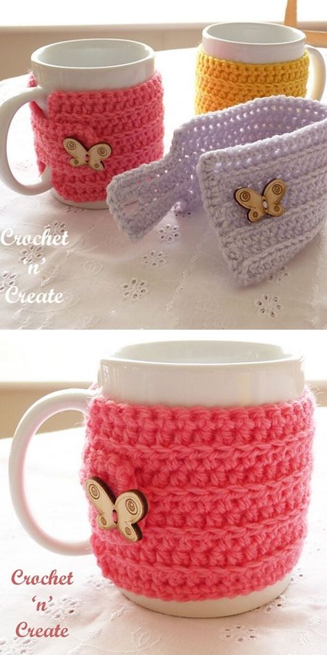 35 Warm And Practical Cup Cozy Ideas That Make You Smiling Crochet Stanley Cup Holder, Crochet Cup Cozy Free Pattern, Crochet Mug Cozy Free Pattern, Cup Holder Crochet, Quick Teacher Gifts, Cup Sleeve Pattern, Crochet Charms, Practical Crochet, Crochet Cozies