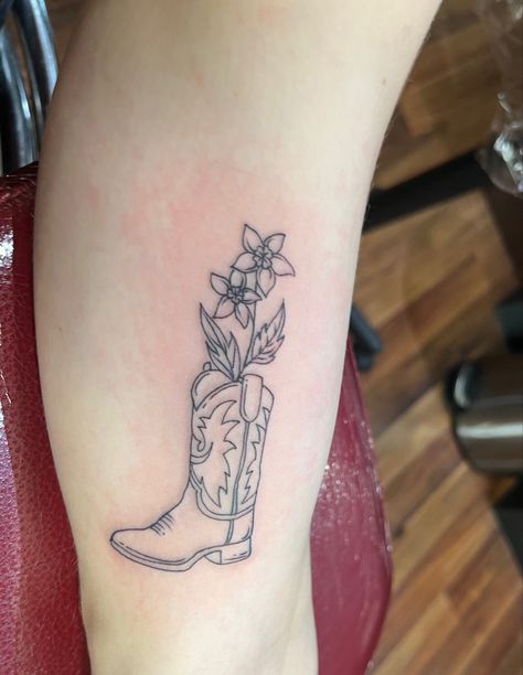 Cowboy Boots And Hat Memorial Tattoo, Matching Cowboy Boot Tattoo, Cowgirl Boot With Flowers Tattoo, Cowgirl Boots Tattoo, Cowboy Boot With Flowers Tattoo, Boots With Flowers Tattoo, Cowboy Boots Tattoo, Cowgirl Boot Tattoo, Cowgirl Tattoo