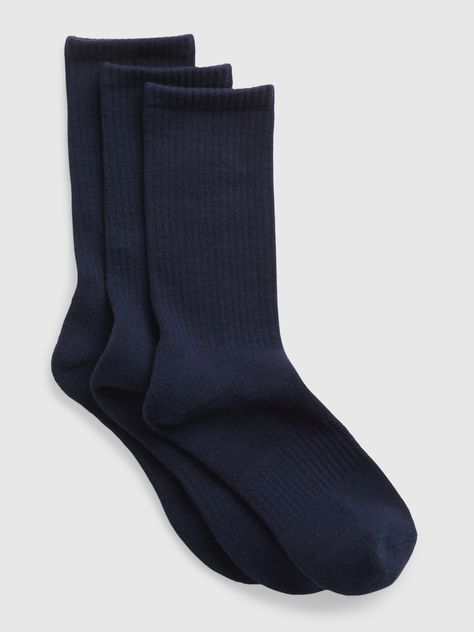 Soft knit crew socks.  Ribbing at top.  Reinforced toe and heel.  S/M: 20 cm toe length, 26 cm leg length.  M/L: 22 cm toe length, 28 cm leg length. Navy Socks, Mens Socks, Soft Knits, Crew Socks, 20 Cm, Gap, Cute Outfits, Socks, Fashion Outfits