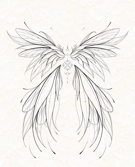 Fairy Wing Tattoos, Maching Tattoos, Sigil Tattoo, Fairy Tattoo Designs, Small Pretty Tattoos, Flash Tattoo Designs, Fairy Tattoo, Thigh Tattoos Women, Line Work Tattoo