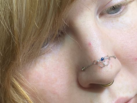 Nose Chain, Chandelier Chain, Mine Mine, Cool Piercings, Piercings Unique, Clear Beads, Because I Can, Nose Rings, Nose Ring Stud