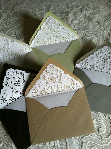 Paper Doily Crafts, Envelope Liner Template, Lined Envelopes, Doilies Crafts, Diy Envelope, Lace Doily, Envelope Art, Paper Doilies, Paper Lace