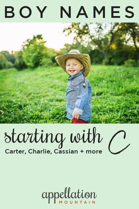 Among the most popular initials for boys, C names range from enduring Charles to modern Chance, with lots of fresh + surprising options, too. #boynames #babynames #namingbaby #appellationmountain Boy Names That Start With Letter C, C Names For Boys, C Boy Names, C Baby Boy Names, C Names, Names Starting With C, Baby Boy Name List, Popular Boy Names