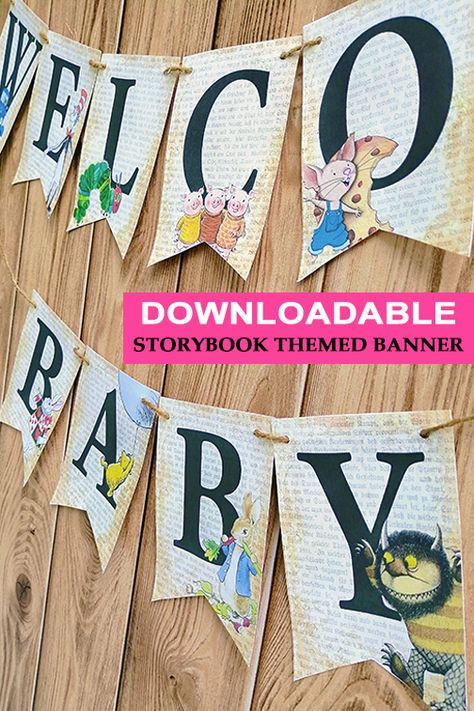 Story Book Balloon Garland, Storybook Birthday Invitations, Story Time Baby Shower Theme, Baby Shower Childrens Book Theme, Book Themed Baby Shower Games, Storybook Baby Shower Themes, Storybook Baby Shower Backdrop, Baby Book Themed Shower Ideas, Baby Book Shower Theme