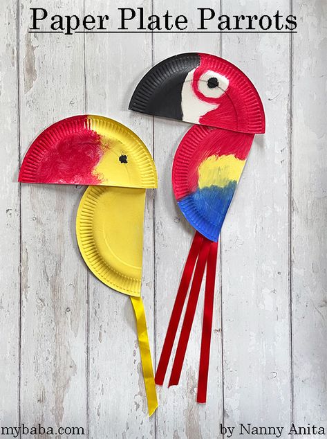 Paper Plate Parrot, Rainforest Crafts, Parrot Craft, Paper Plate Art, Jungle Crafts, Theme Carnaval, Paper Plate Crafts For Kids, Deco Jungle, Animal Crafts For Kids