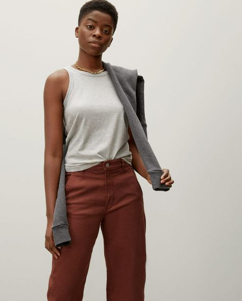 Way-High Color Jean Outfitting | Everlane Utility Barrel Pant, Stylish Pants Women, No Competition, Cropped Chinos, The Hours, Trouser Pants Women, Hold You, Colourful Outfits, High Jeans