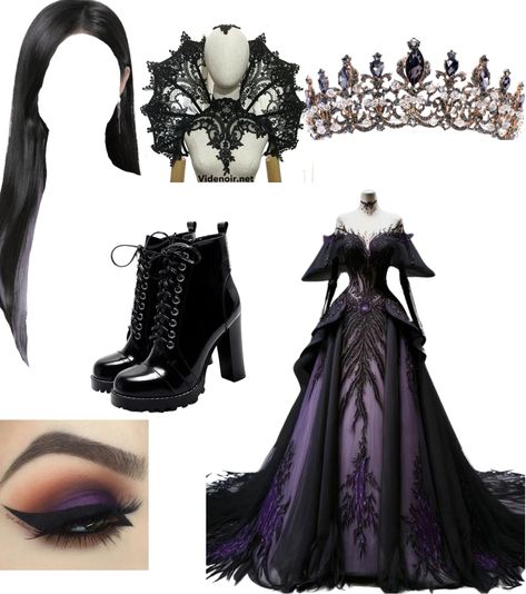 evil queen outfit ideas | evil hahaha The Evil Queen Makeup, Evil Queen Aesthetic Outfit, Evil Queen Outfit Ideas, Evil Outfits Aesthetic, Evil Queen Disneybound, Villian Outfit Women, Black Hair Silver Streak, Dark Princess Costume, Evil Queen Costume Diy