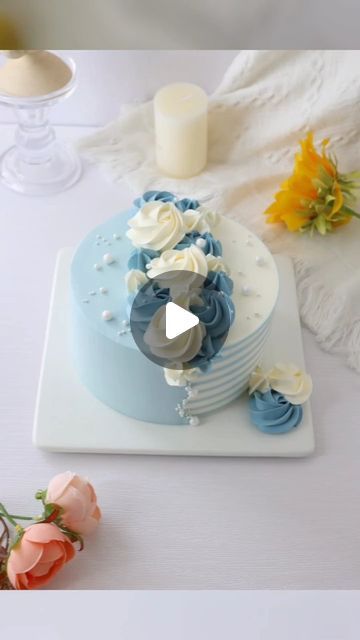 Cake Decorating Tutorials Videos, Dating Myself, Cake Designs For Boy, Buttercream Cake Designs, Striped Cake, Art Cake, Recipe Cake, Spring Cake, Design Cake