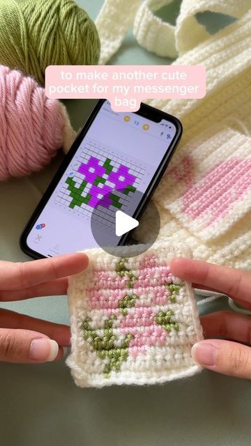 mahum on Instagram: "how to create pixel grids for crochet ➡️ @my_row_counter app is a must-have in your phone for crocheters and knitters! download the My Row Counter app for free to start creating 🫶🏼  step-by-step tutorial for the messenger bag is on my yt channel 🧚🏻 crochet any pixel grid project by creating your own designs with the charts tool - start from scratch or turn any image into a pixel grid! i used these techniques to crochet my dream messenger bag with pockets :)   🏷 #crochet #crochetbag #crochetbags #crocheted #crochettutorial #crocheting #crochetinspiration" How To Do Pixel Crochet, Pixel Crochet Tutorial, Crochet Pixel Bag, Pixel Grid Crochet, Crochet Pixel Grid, Grid App, Crochet Messenger Bag, Counter App, Grid Crochet