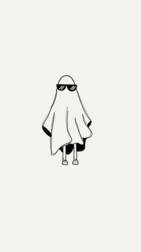 Ghost With Glasses Tattoo, Sheet Ghost Drawing, Ghost Drawing Ideas, Ghost Drawing Aesthetic, Ghost With Glasses, Photoshoot Challenge, Drawing Ghost, Preppy Posters, Stickers Soft