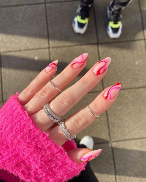 Cute Pink Nails, Hello Nails, Nagel Tips, Edgy Nails, Almond Acrylic Nails, Soft Nails, Fire Nails, Funky Nails, Summer Nail