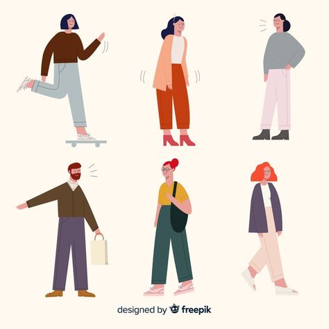 People doing outdoor activities Vector | Free Download Flat Design Illustration, Cartoon People, Line Drawings, 자수 디자인, Vector Free Download, People Illustration, Free Activities, Character Design Animation, Design Website