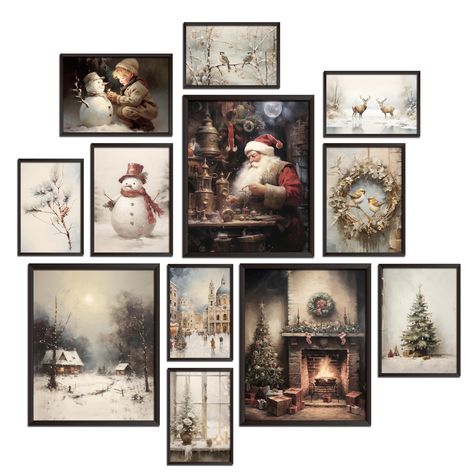 PRICES MAY VARY. Relive the charm of our vintage christmas decorations. Transport yourself to the past with these 12 pieces exuding romantic allure, creating a whimsical holiday ambiance Versatile Sizing: These winter pictures wall decor includes various sizes to fit any space. With 3 pieces of 8x10 inches, 4 pieces of 5x7 inches, and 5 pieces of 4x6 inches, easily create a charming display on your walls, tabletop, or as accents around the house Christmas Wall Art: Carefully crafted on thick car Christmas Prints Vintage, Vintage Style Christmas Decor, Christmas Pictures For Wall, Xmas Wall Decorations, Cat Christmas Decor, Christmas Indoor Decorations, Vintage Christmas Prints, French Country Christmas Decor, Diy Christmas Wall