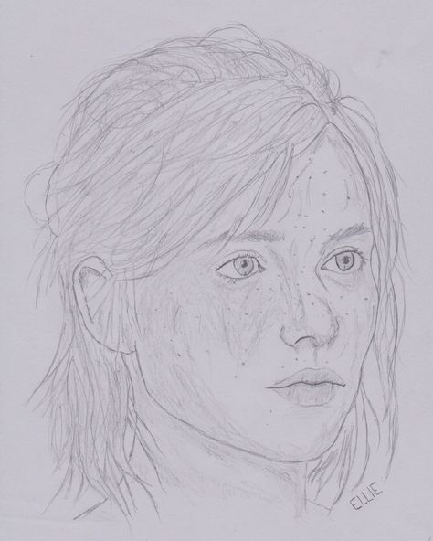 Portrait of the character Ellie from The Last of Us Ellie Williams Drawing Pencil, Ellie Williams Drawing Easy, Ellie Sketch, Ellie Art, Ellie The Last Of Us, Canvas Art Painting Abstract, The Last Of Us2, Nature Sketch, Indie Drawings