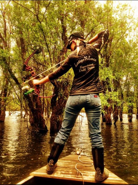 Bow Fishing ~ Great Shot! Bow Hunting Women, Bow Fishing, Archery Girl, Fishing Boots, Hunting Girls, Hunting Women, Bowfishing, Archery Hunting, Bow Hunting