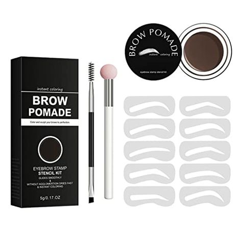 Eyebrow Stamp Stencil Kit, Ofanyia Brow Pomade with 10 Brow Stencils, Sponge Applicator and Brushes, Long Lasting Waterproof Smudge Proof Eyebrow Stamp Kit for Fuller Natural Looking Brows Feathery Brows, Drawing Eyebrows, Soap Brows, Dye Eyebrows, Brow Stamp, Brow Stencils, Brows Makeup, Eyebrow Stamp, Eyebrow Kits