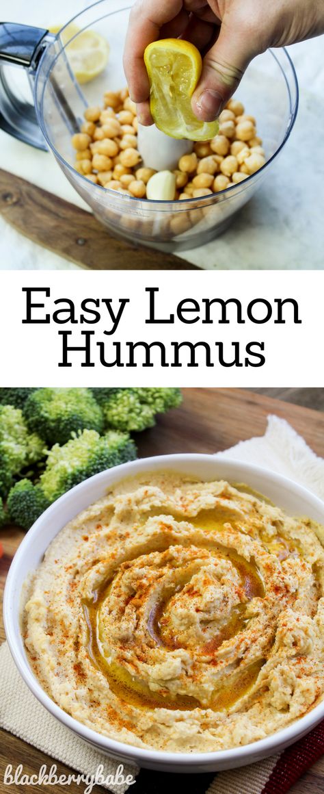 Lemon Hummus - Blackberry Babe Lemon Hummus Recipe, Party Food Ideas For Adults, Lemon Hummus, Appetizers Easy Dips, Healthy Hummus, Easy Hummus Recipe, Hummus Recipe Homemade, Garlic Hummus, Easy Dips