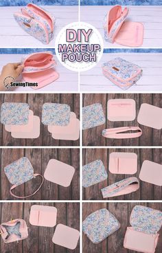 Pouch Tutorial Zippered, How To Make Makeup Pouch, Makeup Pouch Tutorial, Diy Makeup Pouch, Makeup Pouch Pattern, Makeup Pouch Diy, Diy Pouch Bag, Makeup Bag Pattern, Diy Pouch Tutorial