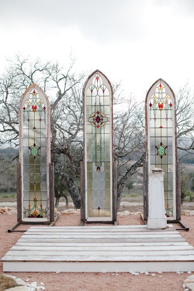 These are the windows Evan wants recreated for her wedding. Might do them in AI as a window graphic or hand painted with glass stain. That will depend on her budget! Outdoor Chapel, Shabby Chic Interiors, Southern Weddings, Ceremony Backdrop, Chapel Wedding, Wedding Ceremony Decorations, Ceremony Decorations, Stained Glass Art, Wedding Arch