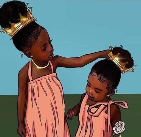 PBG ALERT: Princesses & Sisters Jewelry Affordable, Black Sisters, Sisters Art, Black Art Painting, Black Artwork, Black Cartoon, Black Love Art, Princess Art, Afro Art