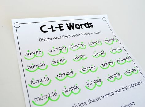 Consonant Le Activities, Syllable Types Activities, Six Syllable Types, 6 Syllable Types, Consonant Le, Le Words, Teaching Vowels, Syllables Activities, Intervention Classroom