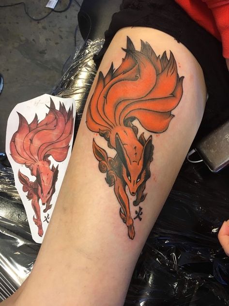 Cute Naruto Tattoo, Naruto Tattoo Kakashi, Kurama Tattoo Ideas, Fox Tattoo Men, Kurama Tattoo, Teacher Tattoo, Pikachu Tattoo, Her Tattoo, Forever Tattoo