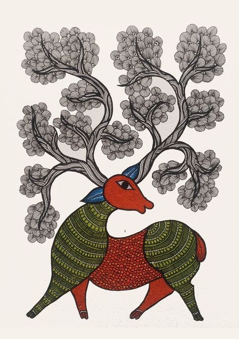 Gond Art, Gond Painting, Kalamkari Painting, Pichwai Paintings, Madhubani Art, Art Drawings Sketches Pencil, Indian Folk Art, Madhubani Painting, Silk Art