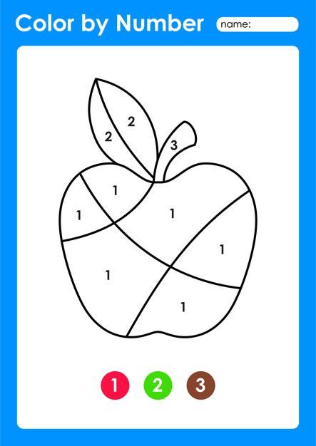 Color By Number For Preschool, Apple Color By Number, Coloring By Numbers For Kids, Fruit Worksheets Preschool, Easy Color By Number, Color By Number Preschool, Numbers Worksheets For Kids, Number Worksheets For Preschool, Color By Number For Kids