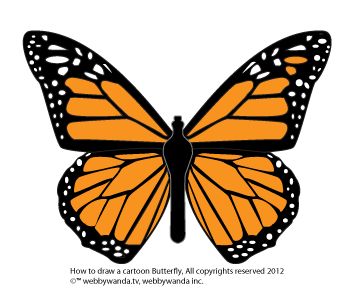 How to draw a Monarch Butterfly, How to Draw a Butterfly Webbywanda.tv Monarch Butterfly Wings Drawing, Paint Monarch Butterfly, Draw A Monarch Butterfly, Monarch Butterflies Art, Draw A Butterfly, Monarch Butterfly Garden, Butterflies Wings, Fly Drawing, Butterfly Vector