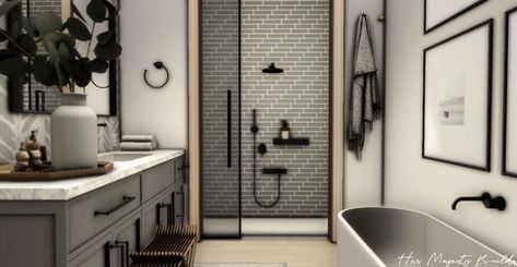 Bloxburg Realistic Bathroom Ideas, Bloc Burg House, Modern Farmhouse Kitchens Bloxburg, Bloc Burg House Ideas, Modern Bloxburg Interior, Bloxburg Garage Ideas, Modern Bloxburg House Ideas Exterior, Bloxburg Bathroom Ideas, Bloxburg Interior