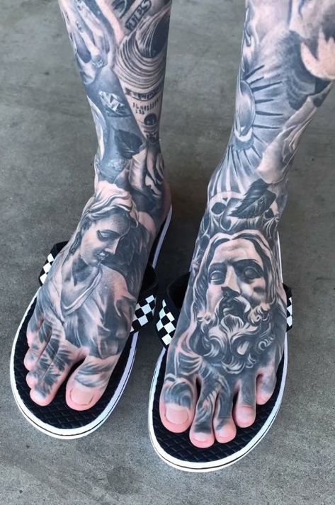 Men’s Foot Tattoos, Men Foot Tattoo, Foot Tattoos For Men Guys, Foot Tattoo For Men, Realistic Leg Tattoo, Foot Tattoo Men, Foot Tattoos For Men, Foot Tattoo Ideas, Potrait Tattoo