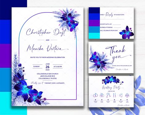 "Wedding invitations purple and blue|| Purple and Blue Wedding Invite #4032  WHAT YOU GET: 1)  Invitations 7x5.ipg 2) 5 x 3,5 (4- 8,5x11) inch Ipg file \"RSVP\" 3)  5 x 3,5 (4- 8,5x11) inch  Ipg file \"Wedding Timeline\" 4) 5 x 3,5 (4- 8,5x11) inch  Ipg file \"Thank You\"  MATCHING ITEMS  https://www.etsy.com/shop/OlenaDreamsVip?ref=seller-platform-mcnav&search_query=Blue+Orchid This listing is for a digital printable invitation for you to print either at home or at your local print shop. Please Blue And Purple Wedding Invitations, Purple And Blue Wedding, Blue And Purple Wedding, Wedding Invitations Purple, Blue Orchid Wedding, Orchid Wedding Invitations, Purple Wedding Invitations, Orchid Wedding, Blue Orchids