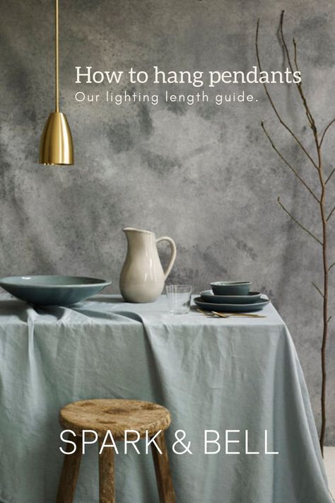 What is the best height for hanging a pendant light over a kitchen counter, dining table or even in your living room? We have re-created our guide to be even clearer and really help you choose the best lengths for your pendants. From fabric cable to solid stem chandelier this guide covers it all. Focusing on dining tables, kitchen worktops and islands as well as standard floor to ceiling spaces. Pendant Light Dining Table, Dining Table Lights, Kitchen Counter Dining, Dining Pendant Light, Counter Dining Table, Perfect Pantry, Hanging Lighting, Tables Kitchen, Hand Pendant