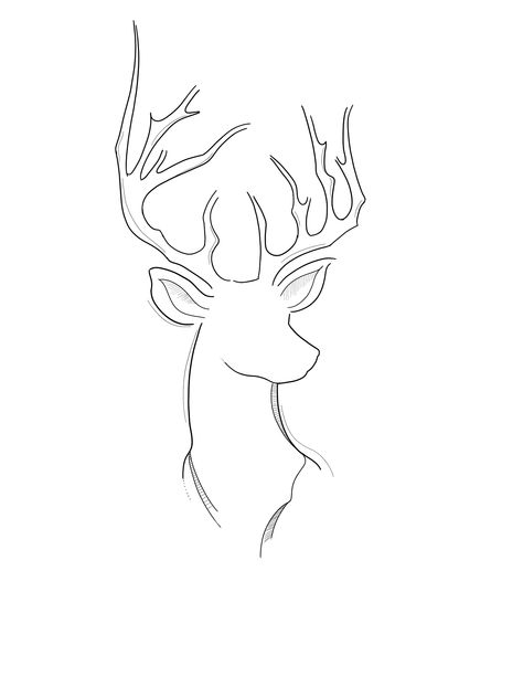 Deer Tatoos Small, Simple Stag Tattoo, Deer Line Tattoo, Drawing A Deer, Drawing Of Deer, Deer Drawing Easy, Deer Outline, Tips On Drawing, Drawing Deer