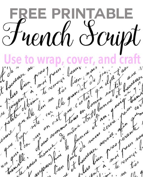 Free printable French script that can be used to cover books, make crafts, scrapbook and more. What ideas do you have? Valentines Letter, Papel Vintage, Cover Books, French Script, Free Vintage Printables, Wreath Drawing, Diy Cutting Board, Stencils Printables, Free Printable Art