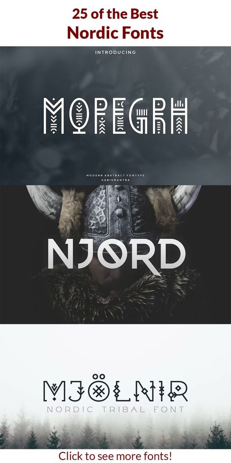 Scandinavian Font Typography, Nordic Font Typography, Nordic Branding Design, Nordic Logo Design, Nordic Typography, Fantasy Logo Design, Scandinavian Font, Nordic Graphic Design, Nature Fonts