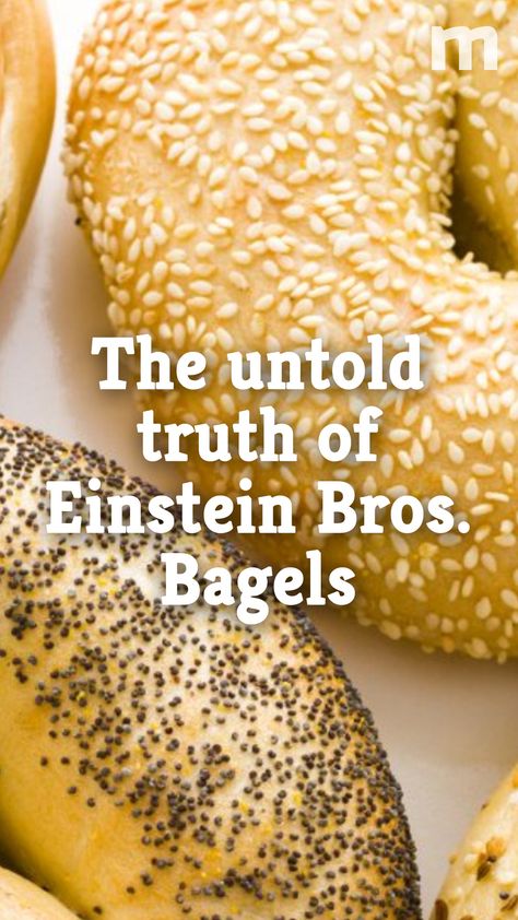 The bagels served at Einstein Bros. are decidedly not New York style. #Einstein #bagels #breakfast #breakfastfood #untoldtruth #foodnews Einstein Bros Bagels Recipe, Einstein Bagels Copycat, Einstein Bros Bagels, Einstein Bagels, Bagels Breakfast, New York Bagels, Intelligentsia Coffee, Boston Market, The Untold Truth