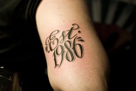 1986 Tattoo, 1994 Tattoo, Est Tattoos, Est. Tattoo, Tattoo Chart, Number Tattoo Fonts, Masculine Tattoos, Half Sleeve Tattoos For Guys, Watch Tattoos