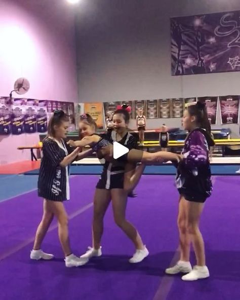 ECA Macarthur on Instagram: "Level 1 stunt love 💜👌🏻 #level1 #S2Sluminous #junior1 #stuntsequence #level1stunts #level1love #cheeryourheartout #lookcheeromg #lowerlevelscheer #allyfeatureme" Cheerleading Pyramids Level 1, 5 Stunt Group Pyramid, Level 2 Stunts Cheer, Level 1 Stunts Cheer, Level One Cheer Stunts, Level 2 Cheer Stunts, Level 1 Cheer Stunts, Youth Cheer Stunts, Easy Cheerleading Stunts