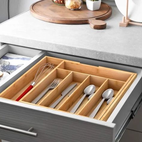 Utensil Tray | Wayfair Knives Organization, Utensils Drawer, Kitchen Utensil Drawer Organization, Kitchen Utensil Drawer, Desk Drawer Organizer, Silverware Drawer Organizer, Utensil Drawer Organization, Bamboo Flatware, Silverware Drawer