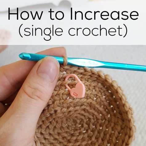 Any time you need to make your amigurumi bigger, you’ll use single crochet increase. It’s super easy! You just stitch twice in one stitch. Here’s how. Sometimes you’ll see this written in instructions as “inc” and you decide where to put the increases, but our patterns usually spell it out, like “sc twice in next … Increasing Stitches In Crochet, Increase Crochet How To, Single Crochet Stitch Amigurumi, Crochet How To Increase, How To Increase In Crochet Rounds, How To Do Increase Crochet, How To Do A Single Crochet Increase, Crochet Increase Tutorial, Sc Increase Single Crochet