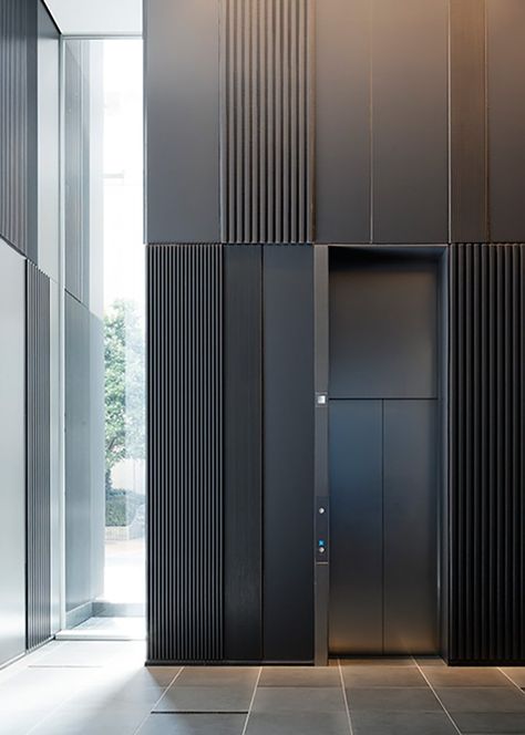 Lobby Design Residential, Elevator Interior Design, Lift Lobby Design, Elevator Lobby Design, Residential Lobby, Lift Lobby, Building Lobby, Elevator Interior, Elevator Lobby