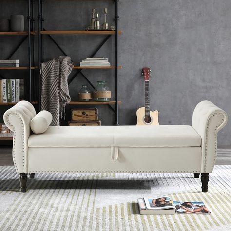 Storage Chaise Lounge, Comfy Bench, Bench For Bedroom, Flip Top Storage Bench, Tidy House, Tufted Storage Bench, Sofa Stool, Storage Bench Bedroom, Storage Chaise