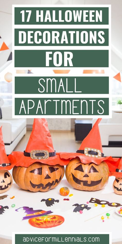 17 halloween decorations for small apartments Small Space Halloween Decor, Small Apartment Halloween Decor, Halloween Decorations For Apartments, Cool Halloween Decorations, Halloween Decorations Indoor Apartment, Halloween Home Decor Ideas, Simple Halloween Decor, Halloween Decorations Apartment, Fun Halloween Decor