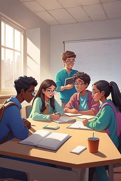 Students Cartoon Images, Study Pictures Student Cartoon, Group Study Images, Students Studying Photos, Studying Cartoon, Exam Illustration, Student Animation, Exams Motivation, University Illustration