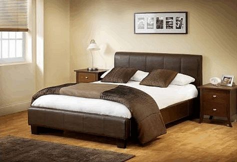 Vienna Faux Leather Bed Leather Bed Bedroom Ideas, Dark Brown Leather Bed, Brown Leather Bed Bedroom Ideas, Bedroom Bedframes, Leather Bed Bedroom, Brown Leather Bed, Mens Bed, Faux Leather Bed, Headboard Bed Frame