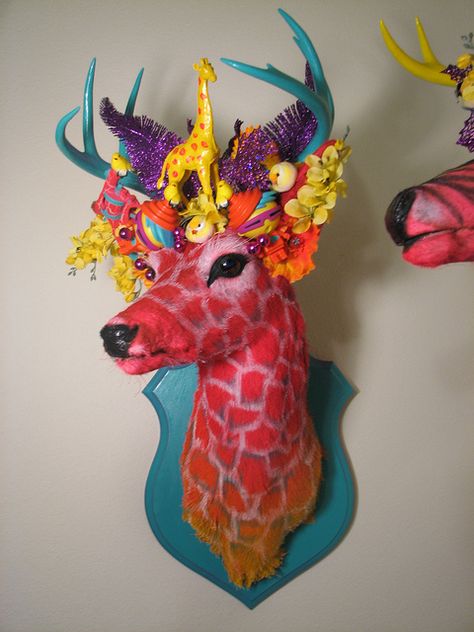 Mounted Deer Head, Taxidermy Art, Faux Taxidermy, Creation Deco, Deer Head, Animal Heads, Taxidermy, Paper Mache, Kids Crafts