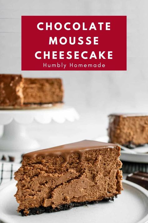 Chocolate Mousse Cheesecake Chocolate Mousse Recipe Cake, Chocolate Mousse Cheesecake Recipe, Mocha Cheesecake Recipe, Cheesecake With Chocolate Ganache, German Cakes Recipes, Easy Chocolate Cheesecake, Cheesecake Mousse Recipe, Chocolate Mousse Cheesecake, Cheesecake With Chocolate